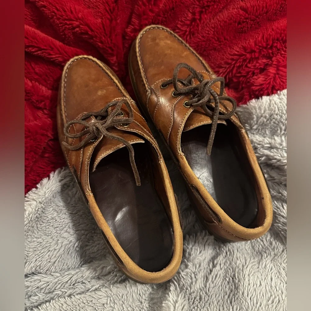 Allen Edmonds Eastport Boat Shoes Mens 8.5 Brown Leather Loafers Lace Up